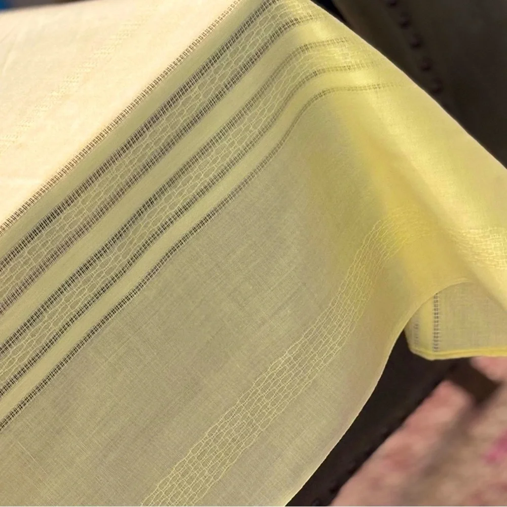 Vintage Yellow Rectangle Tablecloth. Vertical Stripe Detail. 60x77 | Summer
